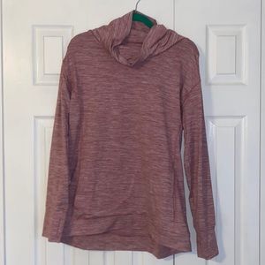 Danskin Size Large Pink Heathered Athletic Scoop Neck Long Sleeve Top